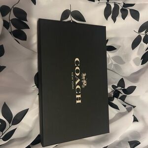 Coach Black and Gold Box with coach passport holder AND luage tag